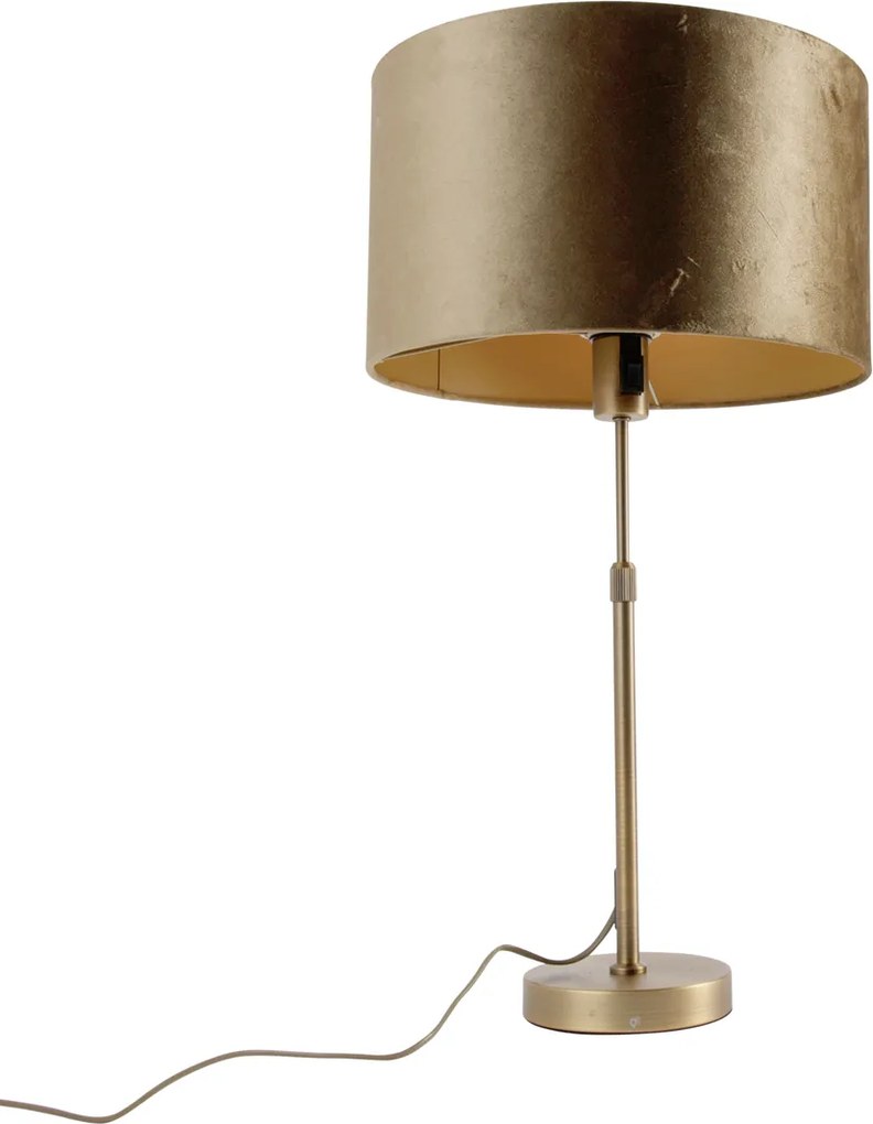 Stolná lampa bronzová s bronzovým zamatovým tienidlom 35 cm - Parte