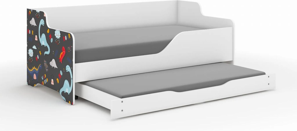 Wooden Toys Detská posteľ LILU 160x80 DINOZAVRY s funkciou na spanie (1)