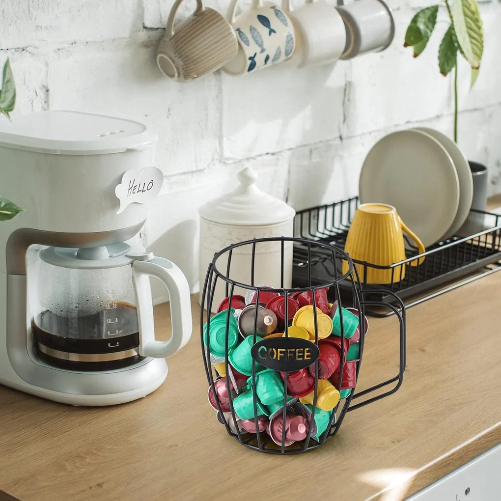 QUTTIN Organizér na kapsuly na kávu, dekoratívny kovový kôš v tvare hrnčeka BIG COFFEE
