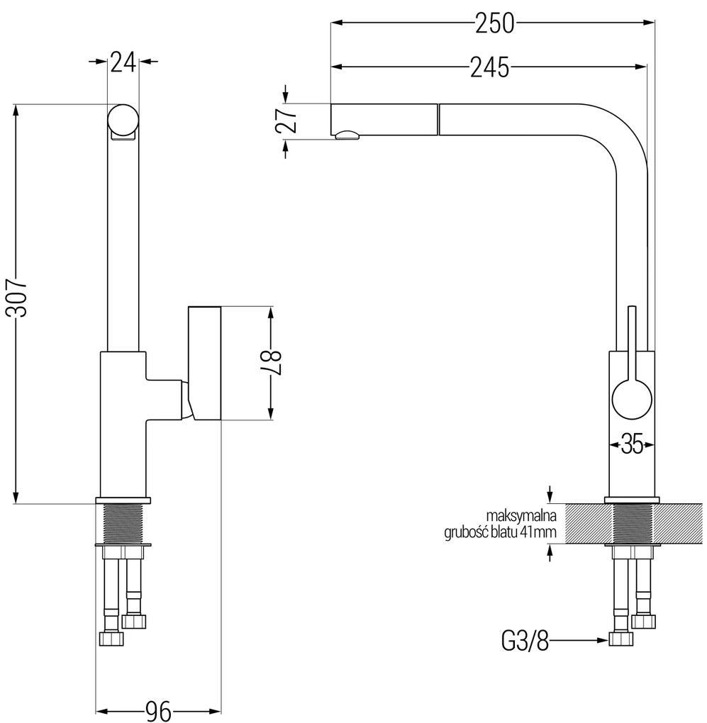 Mexen Vito, 1-komorový granitový drez 490x520x210 mm a drezová batéria Flora, šedá, 6503-71-670401-70-B