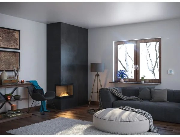 InFire - Rohový BIO krb 45x60 cm 3kW čierna