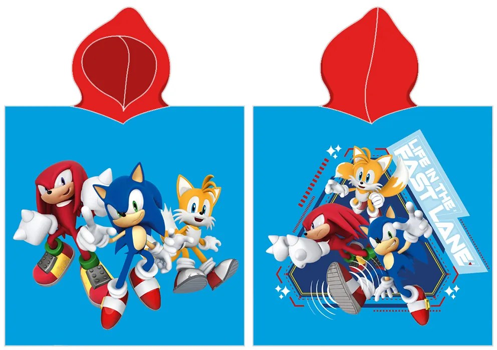 Carbotex Detské pončo 55x110 cm - Ježko sonic a priatelia