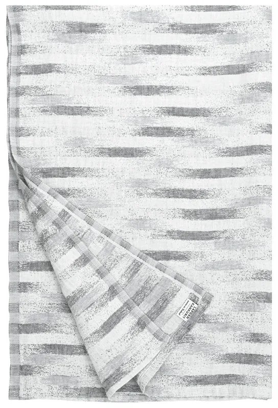 Ľanový uterák Hohto, bielo-sivý, Rozmery 95x150 cm