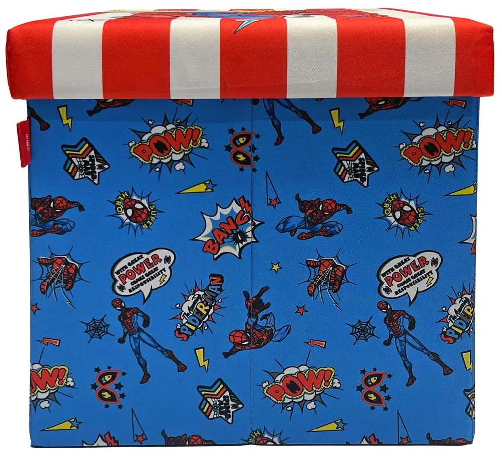 Taburet s úložným priestorom Spiderman - modrý