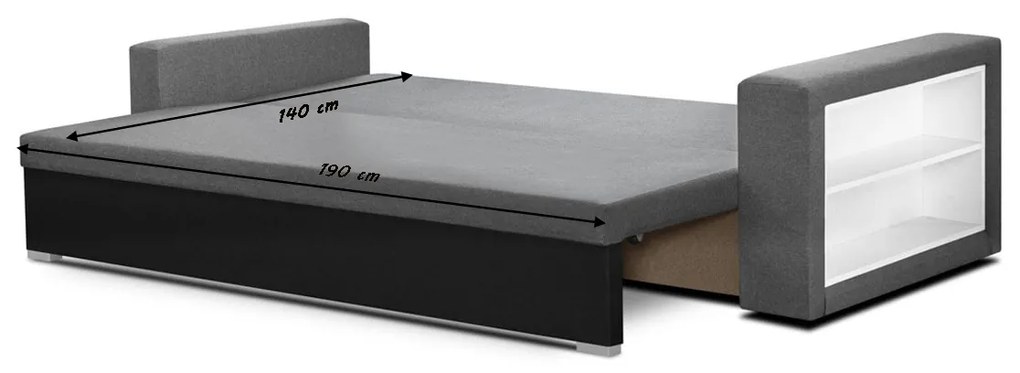 Pohovka pre 3 osoby s funkciou spania SAMI Krémovo-námornícka modrá