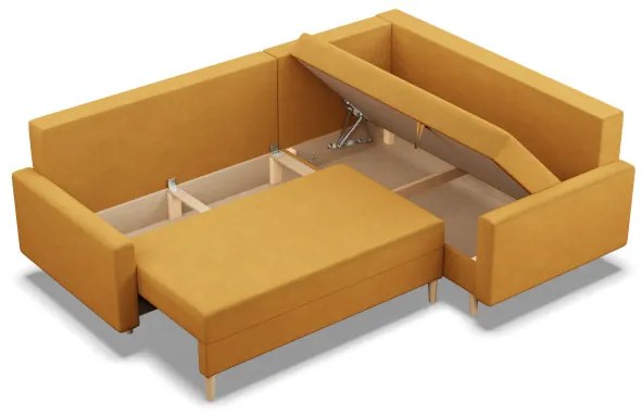Rohová rozkladacia sedačka BLANK Elegant pravá, žltá