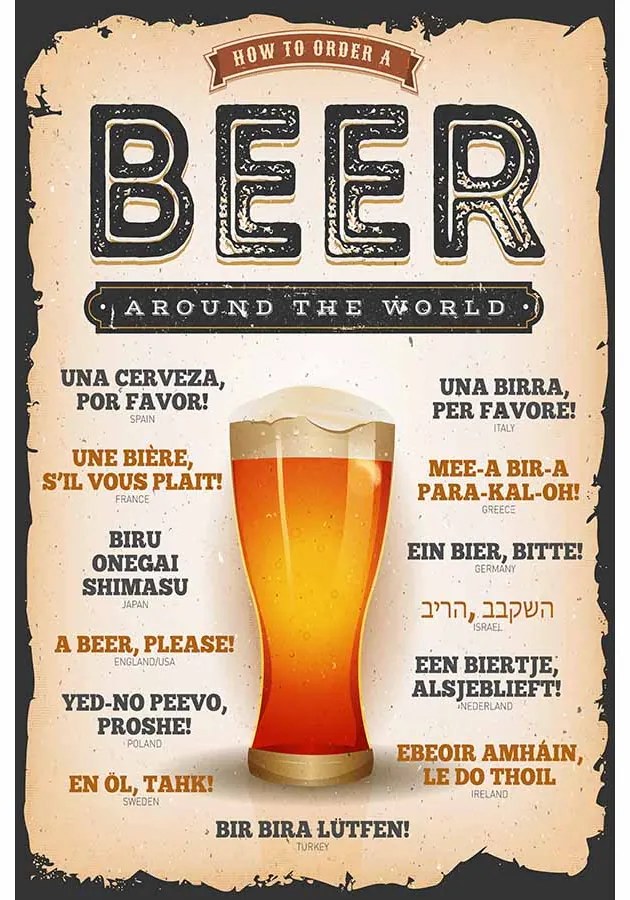 Ceduľa Beer Around The World 40 x 30 cm
