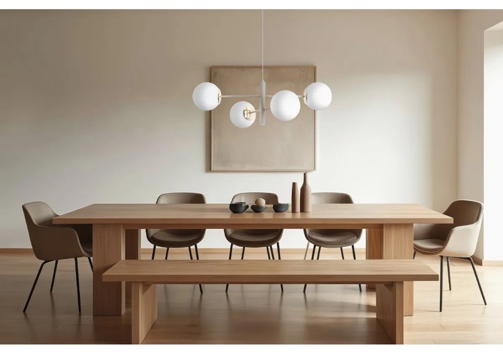 Závesné svietidlo Florence, 4x biele sklenené tienidlo, be/g