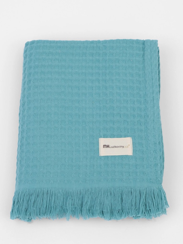 Vaflový pléd 140 x 180 cm - morská modrá