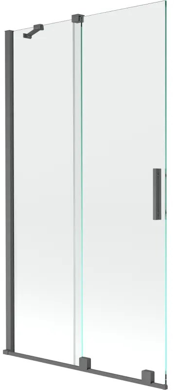 Mexen Velar, 2-krídlová posuvná vaňová zástena 100 x 150 cm, 8mm číre sklo, grafitový matný profil, 896-100-000-01-66