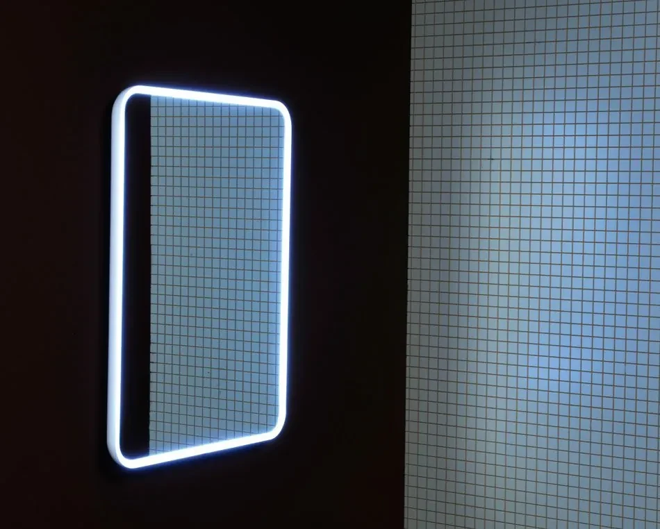 Sapho Sapho, FLOAT LED podsvietené zaoblené zrkadlo v ráme 600x800mm, biela, 22572