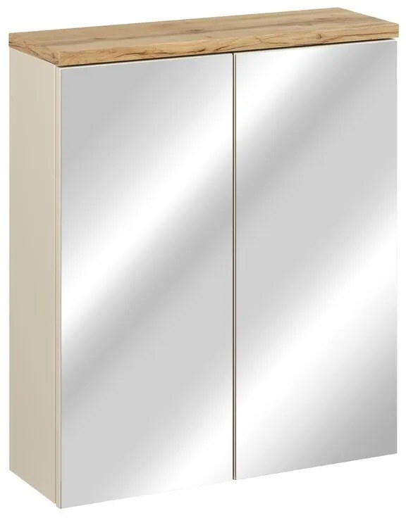 Kúpeľňová zostava Bali Casad Pati s doskou, umývadlom, skrinkami a zrkadlom 60 cm kašmírová/dub wotan