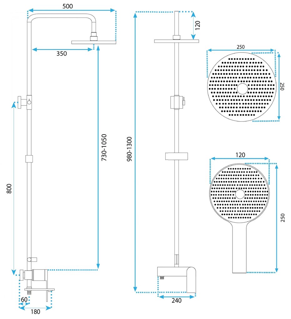 Rea Avalon, sprchová súprava s dažďovou hlavovou a ručnou hlavicou, chrómová, REA-P8699