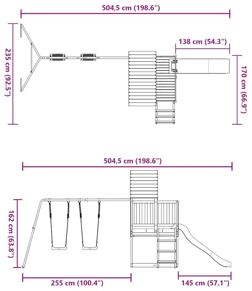 Vonkajšia súprava na hranie impregnovaná borovica