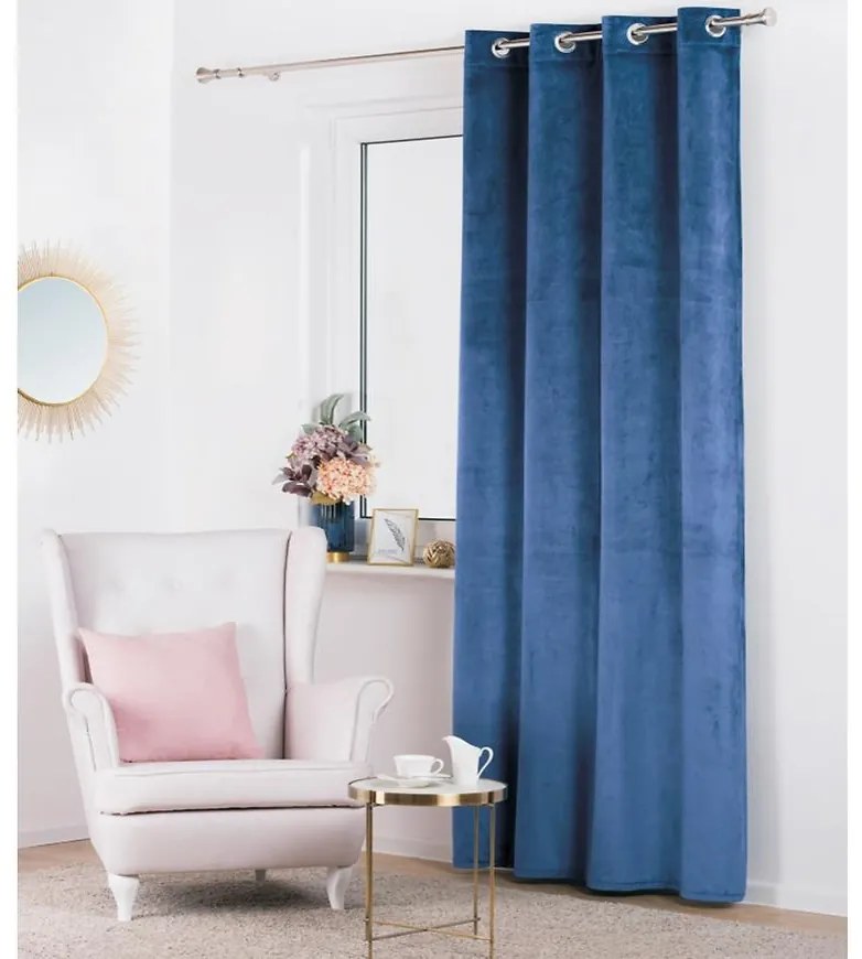 Závesová látka V66/54/t. modrá/280 cm (Tovar na mieru)