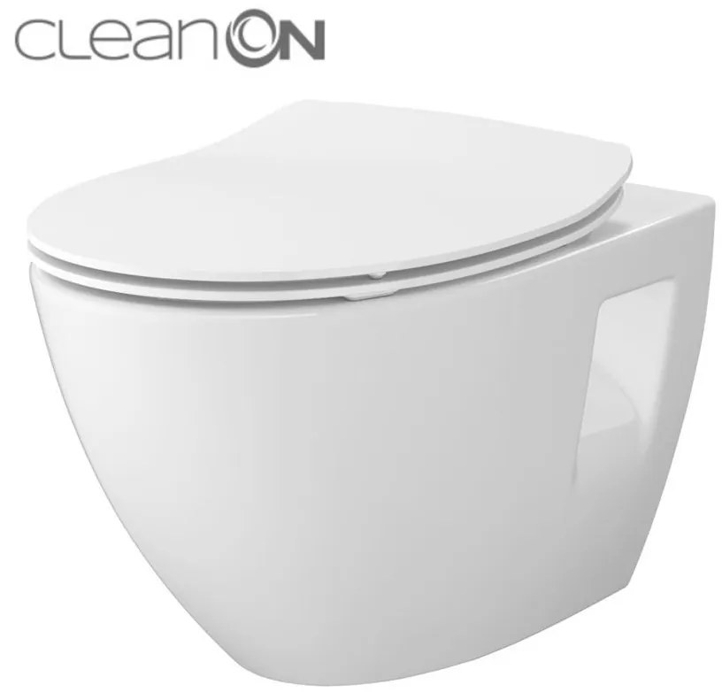 Cersanit Moduo CleanOn, závesná wc misa 53x36,5x36,5 cm s pomaly padajúcim WC sedátkom z duroplastu SET B904, biela, S701-724
