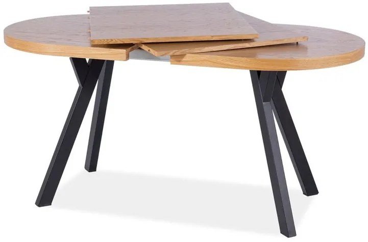 Rozkladací jedálenský stôl 140-272 cm Daphne (dub + čierna) (pre 8 a viac osôb). Akcia -6%. Vlastná spoľahlivá doprava až k Vám domov. 1050109