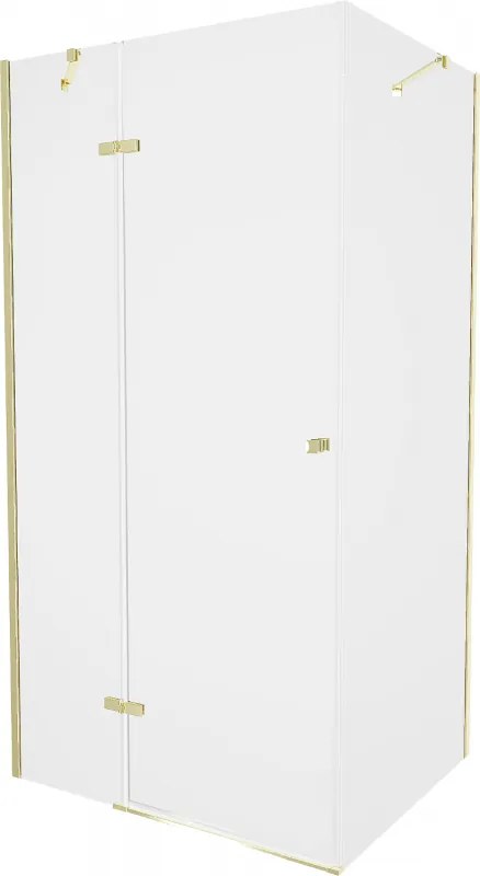 Mexen Roma, sprchovací kút 90 (dvere) x 80 (stena) cm, 6mm číre sklo, zlatý profil, 854-090-080-50-00