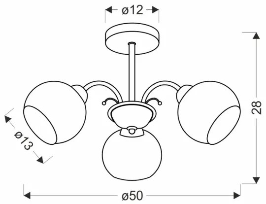 Luster na tyči NESTOR 3xE27/40W/230V mosadz