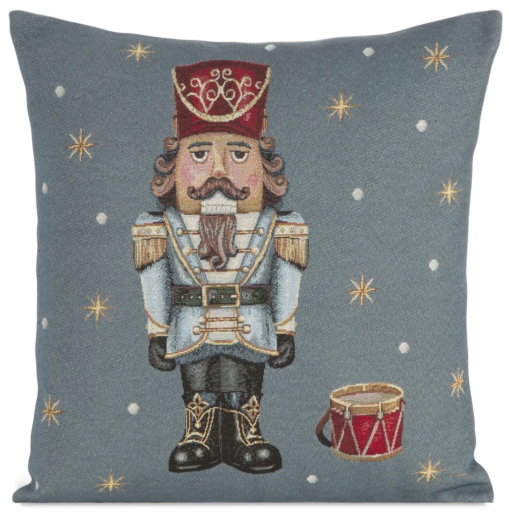 VIANOČNÁ GOBELÍNOVÁ DEKORAČNÁ OBLIEČKA NA VANKÚŠ NUTCRACKE2 45X45 CM VZOROVANÁ