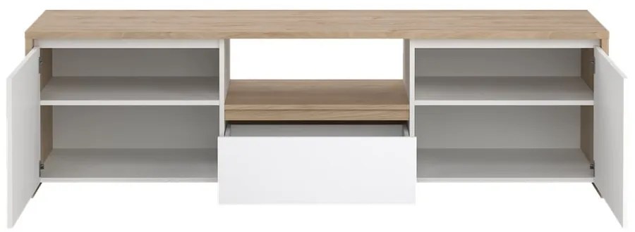 Biely/v prírodnej farbe TV stolík v dekore duba 179x52x48 cm Next – Tvilum
