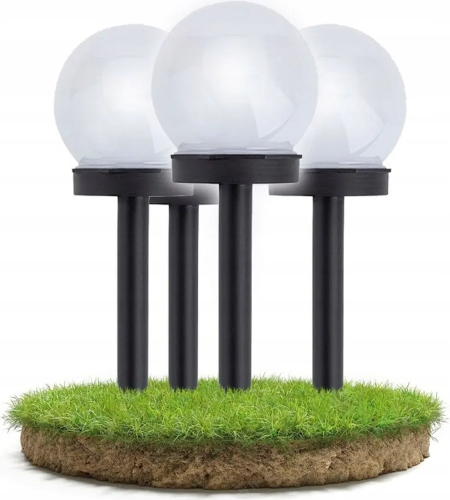BERGE SADA 4 solárnych záhradných lámp, LED, BIELA, 10 cm, vodotesná, IP44