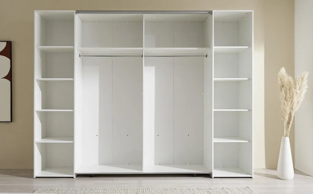 Šatníková skriňa Maturs, 267 cm, biela