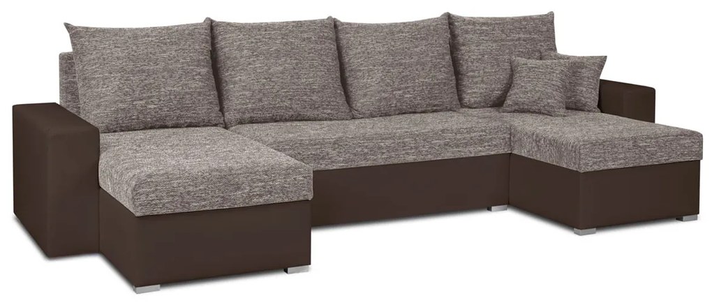 Rohová sedacia súprava s funkciou spania LEO-U Hnedá/bronzová