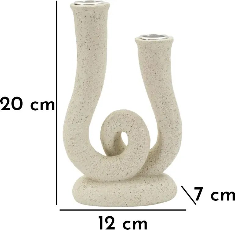 Dizajnový svietnik Stons 20 cm krémový