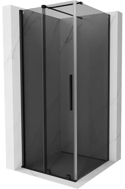 Mexen Velar, sprchový kút s posuvnými dverami 90 x 90 cm, 8mm šedé sklo, čierna matná, 871-090-090-41-70