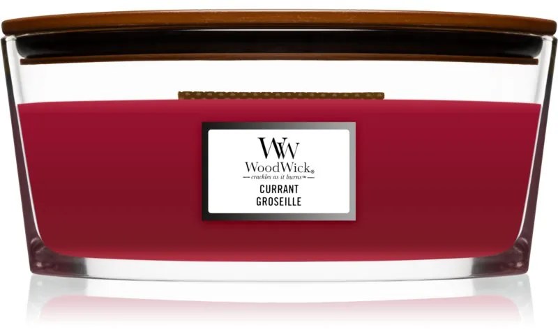 Woodwick Currant vonná sviečka s dreveným knotom (hearthwick) 453,6 g