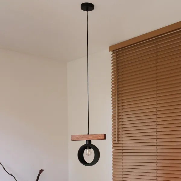 Duolla - Luster na lanku IRONLINE 1xE27/15W/230V borovica dub/čierna