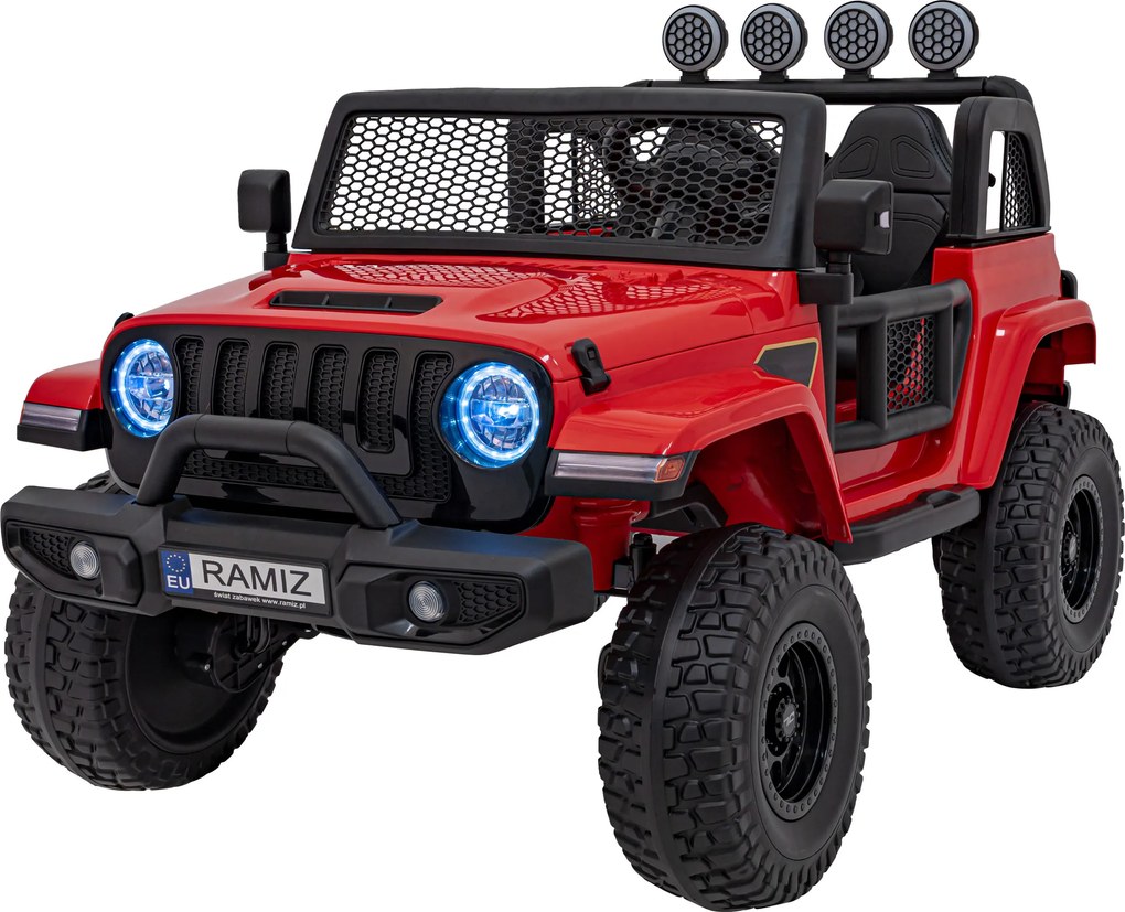 Ramiz OFF-ROAD 3.0 terénne auto pre deti Červené + diaľkové ovládanie + pomalý štart + pásy + LED audio