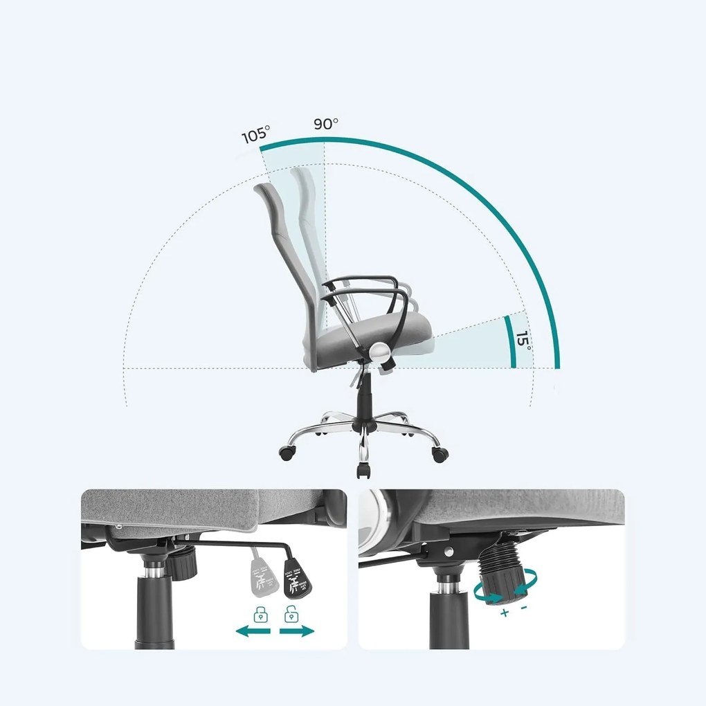 Kancelárska stolička, ergonomická otočná stolička, sivá