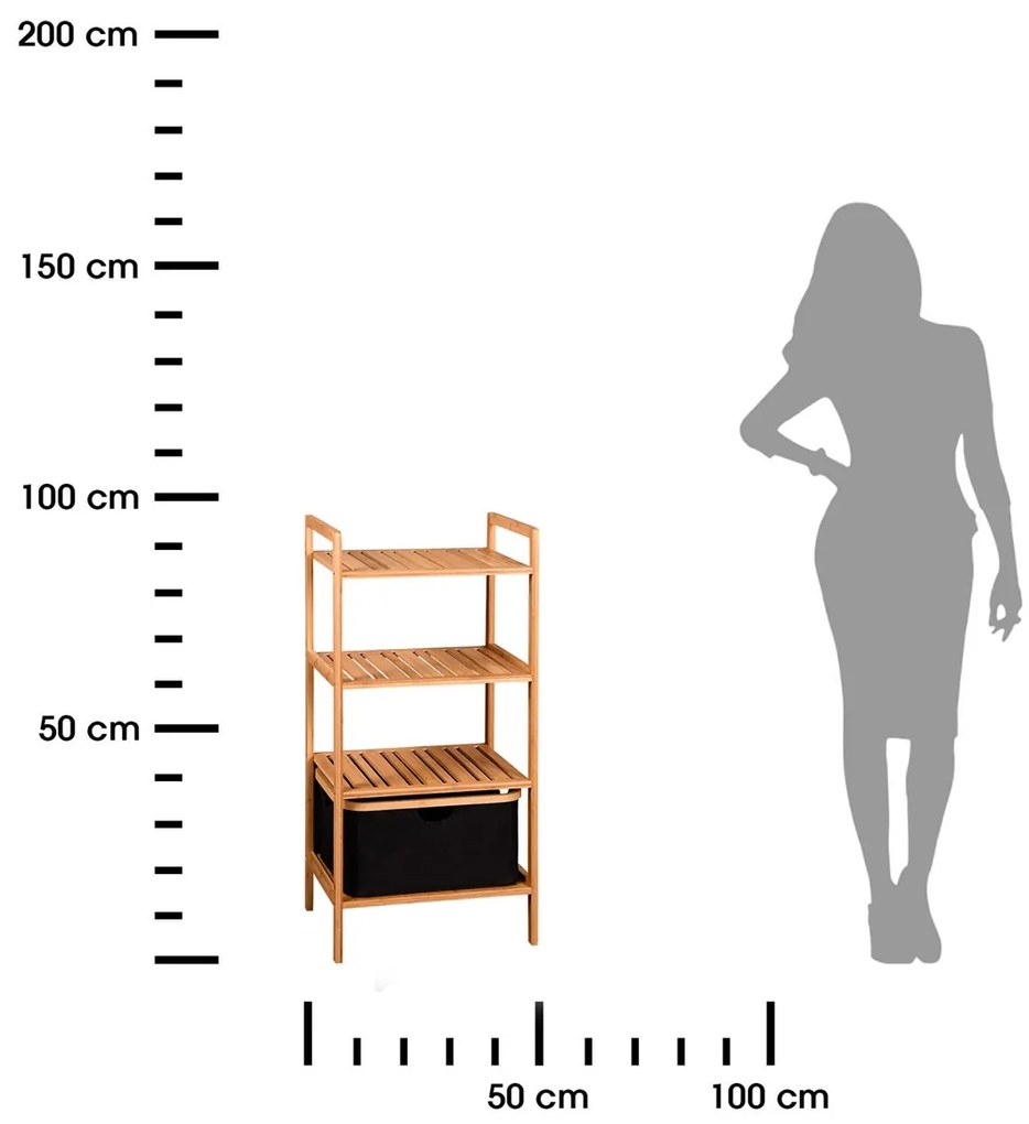 Kesper Polička do kúpeľne Bak, bambus/s čiernymi prvkami