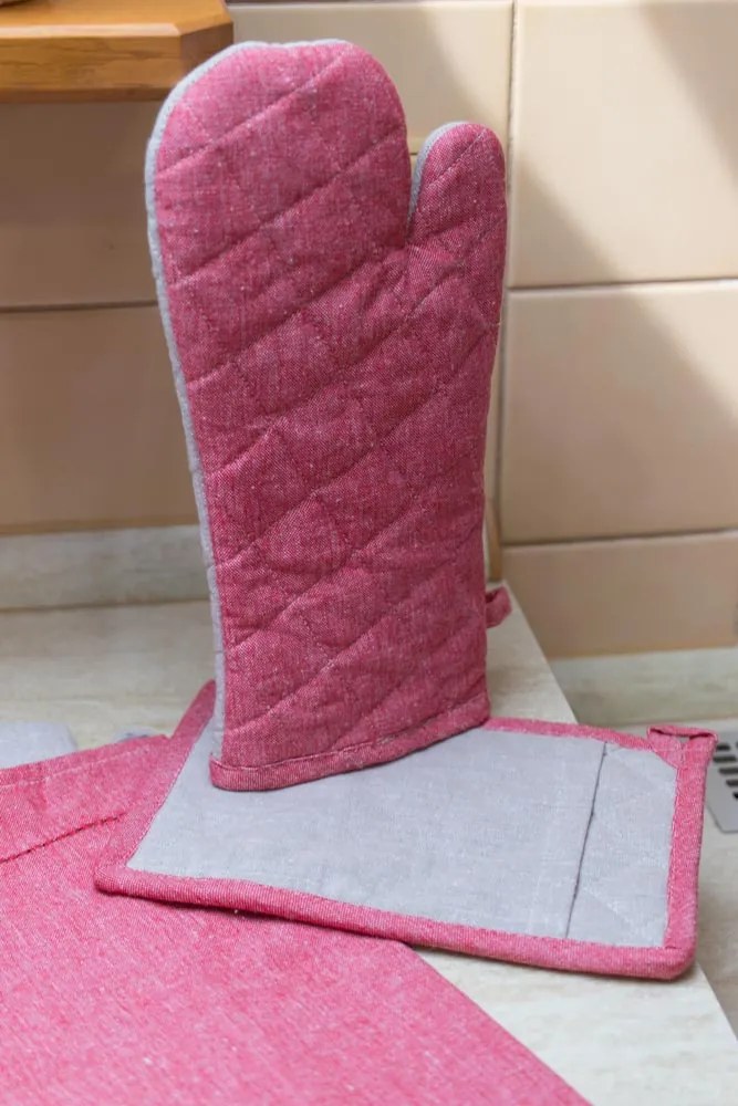 Home Elements Kuchynská chňapka a podložka béžová a červená