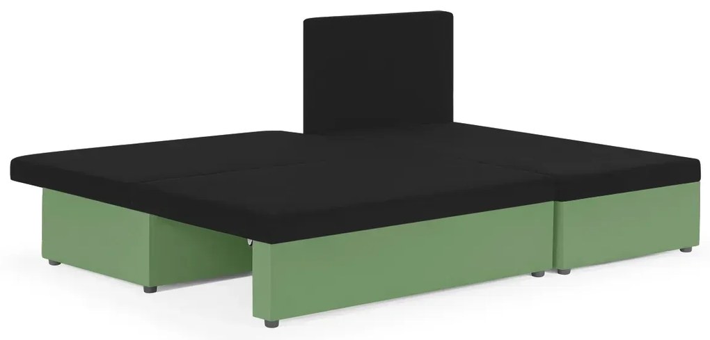 Rozkládací rohová sedací souprava ROLO Černá/Zelená