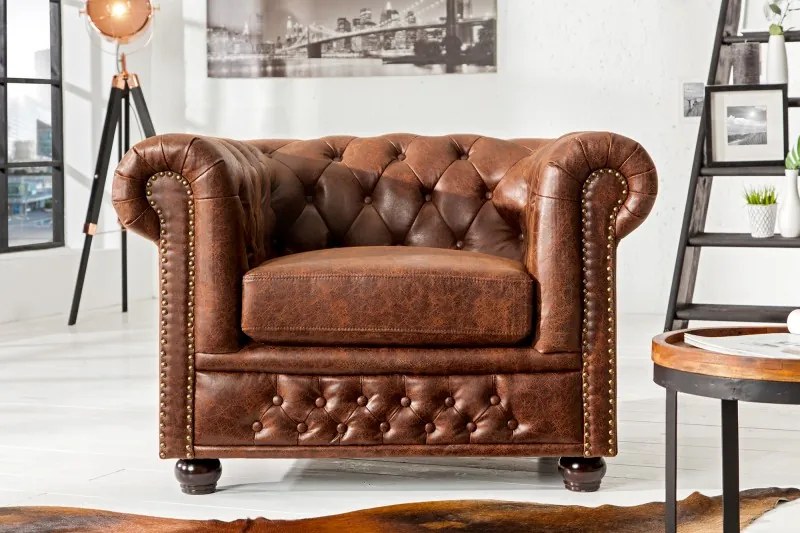 CHESTERFIELD kreslo hnedé