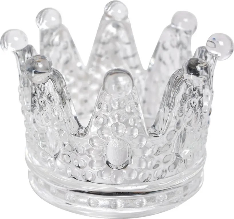 Sklenený svietnik na čajovku v tvare korunky - Ø 7*5 cm