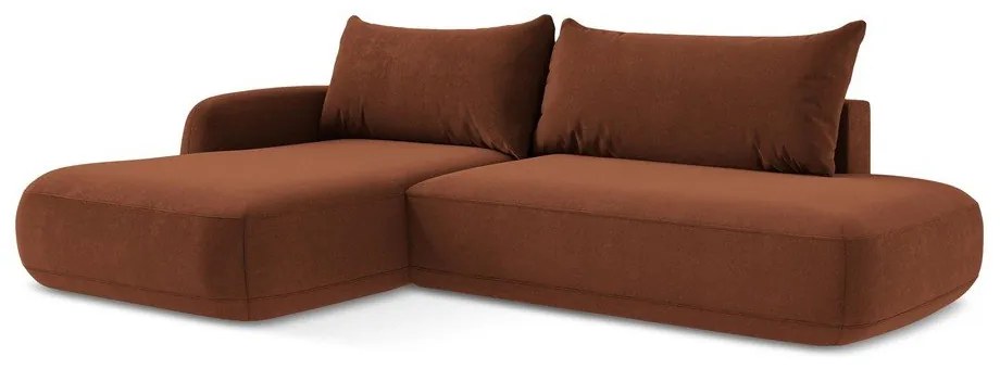 Terakotová rozkladacia rohová pohovka (ľavý roh/s leňoškou) Hale – Makamii