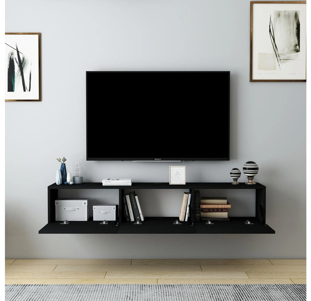 TV stolík/skrinka Dereba (čierna). Akcia -20%. Vlastná spoľahlivá doprava až k Vám domov. 1107845