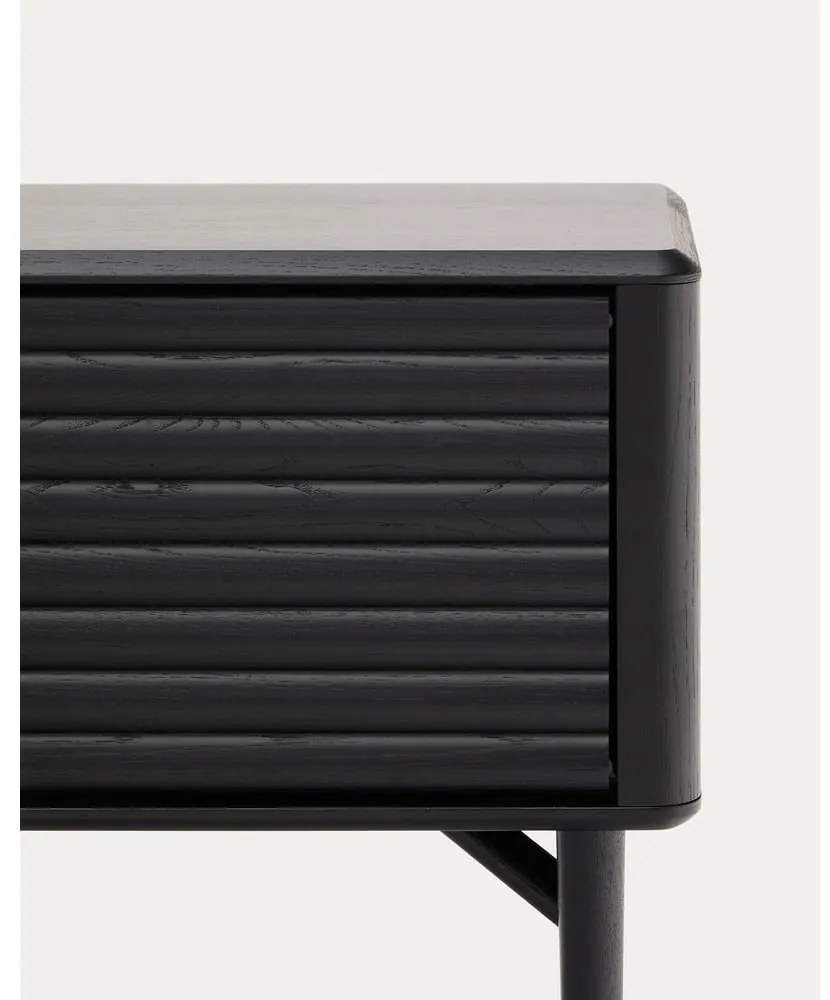 Čierny TV stolík v dekore duba 200x57x35 cm Lenon – Kave Home