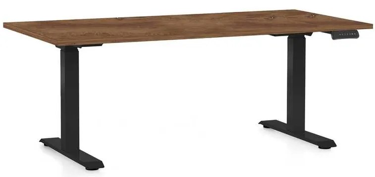 Výškovo nastaviteľný stôl OfficeTech C, 160 x 80 cm, čierna podnož, dub silverjack