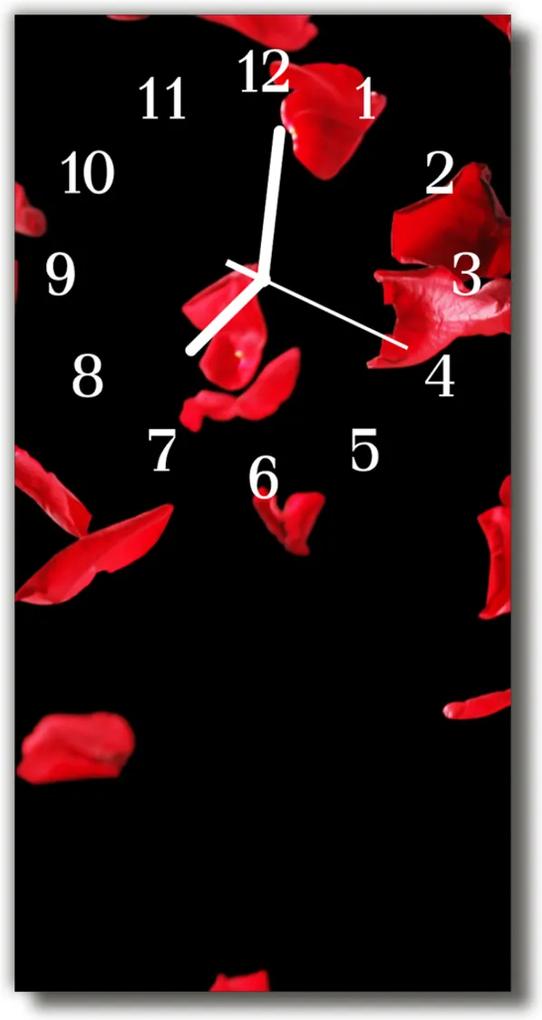 Sklenené hodiny vertikálne  Kvety Petals farebné ruže
