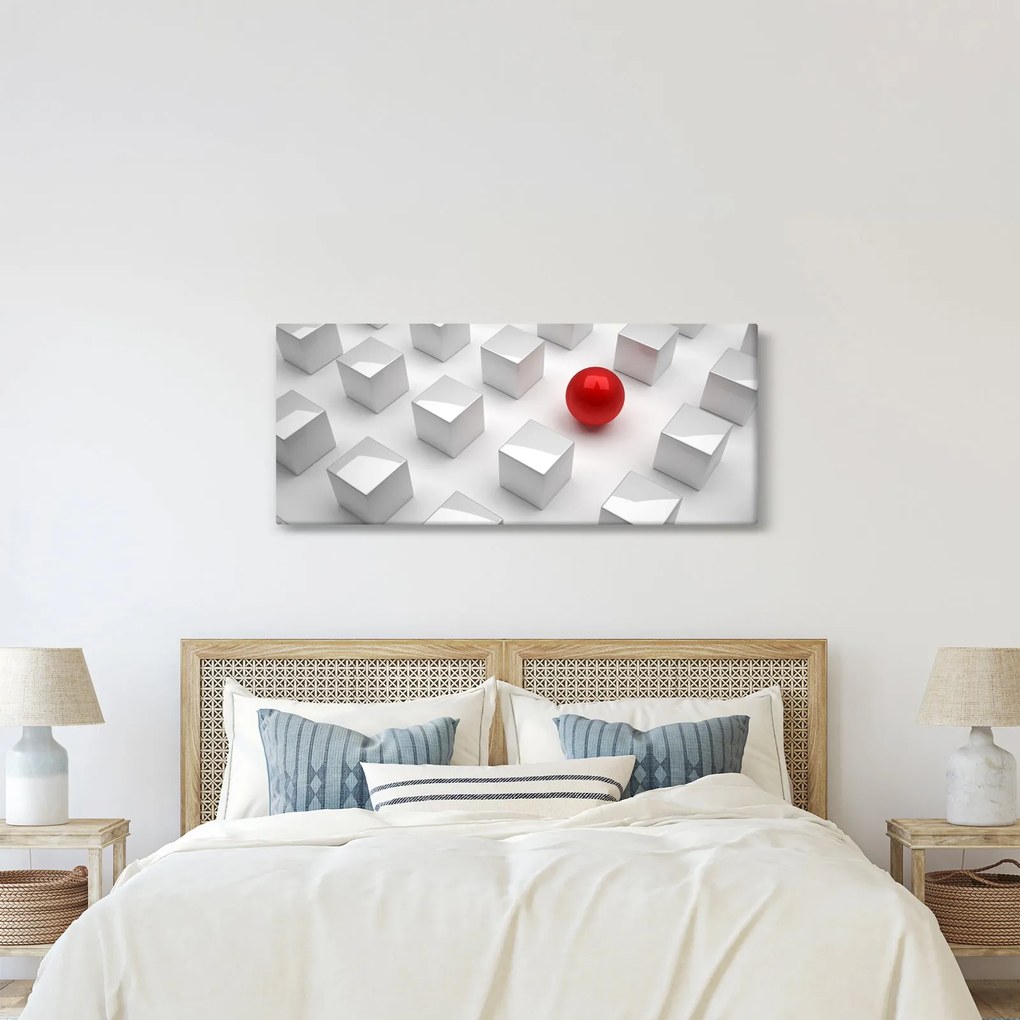 Obraz abstrakcie - kocky s guľou (120x50 cm)