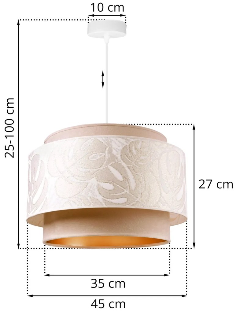Závesné svietidlo Werona duo 7, 1x krémové/béžové textilné tienidlo so vzorom, w, g