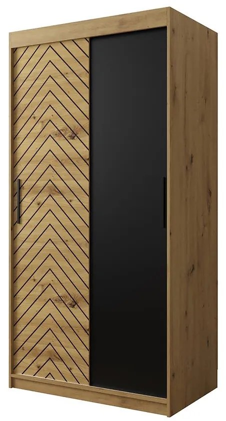 Skriňa Jodełka 100 dub Artisan/dub Artisan/čierna
