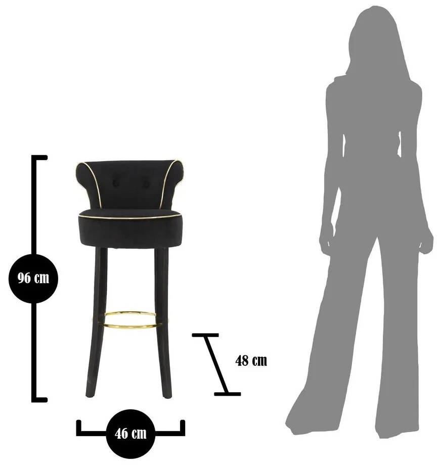 Modrá zamatová barová stolička 96 cm Luxy – Mauro Ferretti