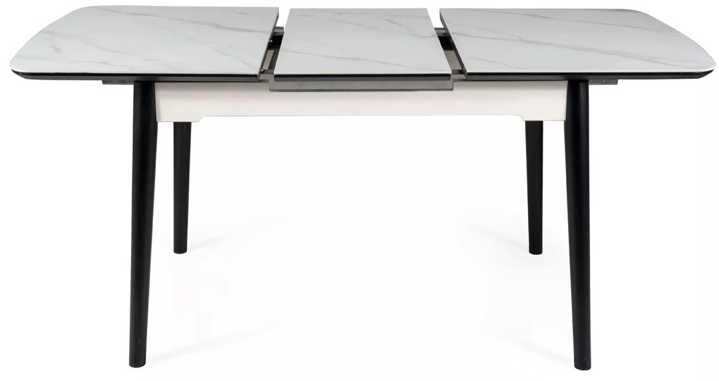Rozkladací jedálenský stôl Apollo 120/160 cm biely mramor/čierny
