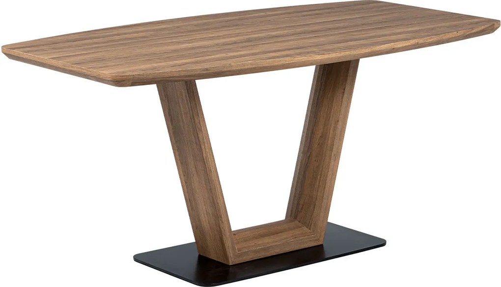 jedálenský stôl, 160x85x76, MDF 3D dekor tmavý dub, čierny kov